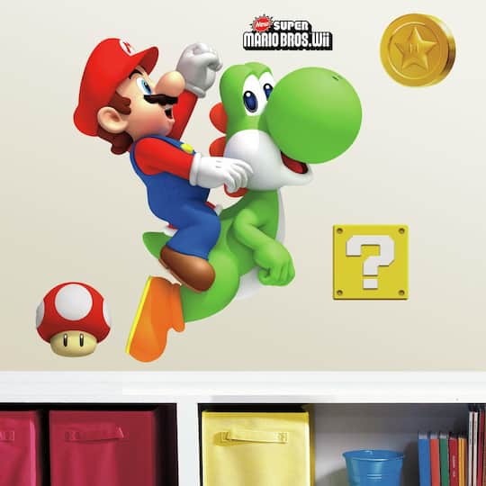 RoomMates Nintendo Yoshi &#x26; Mario Peel &#x26; Stick Giant Decal